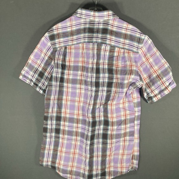 Liz Claiborne 100%‎ Linen Button Shirt Casual Mens Size Small Plaid - Picture 2 of 7